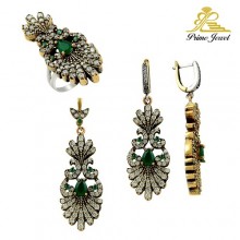 Gümüş Otantik Taşlı Set